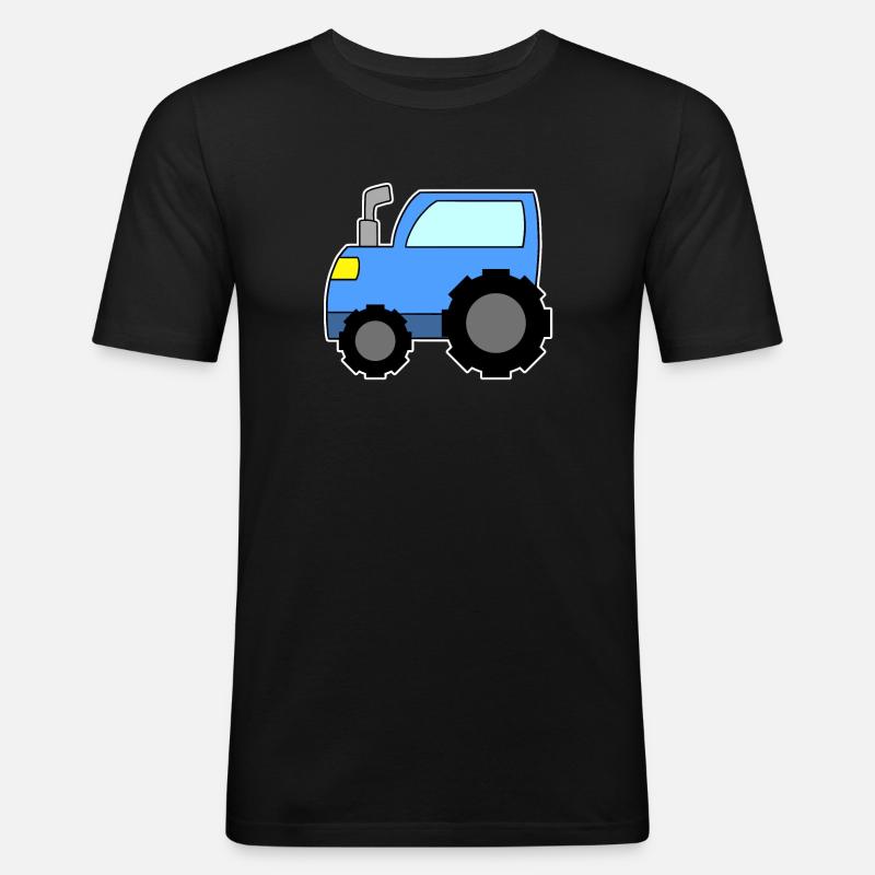 Traktor Blau - Männer Slim Fit T-Shirt - Schwarz