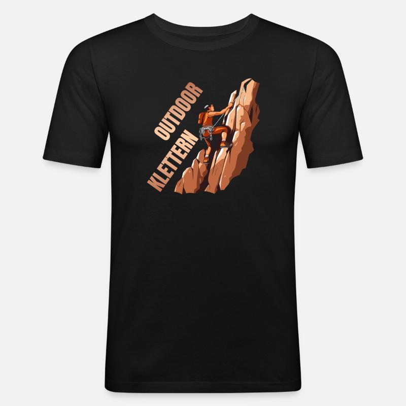 Outdoor Klettern - Männer Slim Fit T-Shirt - Schwarz