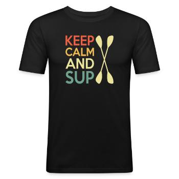 Casual Paddleboard Quote Design - Men's Slim Fit T-Shirt - black - Front - Nik (191cm)