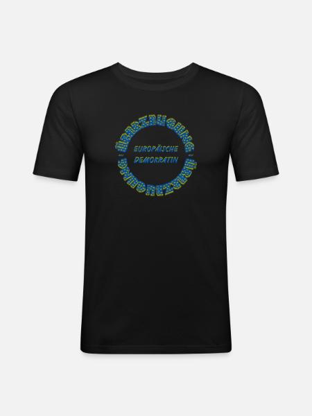 Europese democraat uit overtuiging Circulaire - Mannen slim fit T-shirt - zwart
