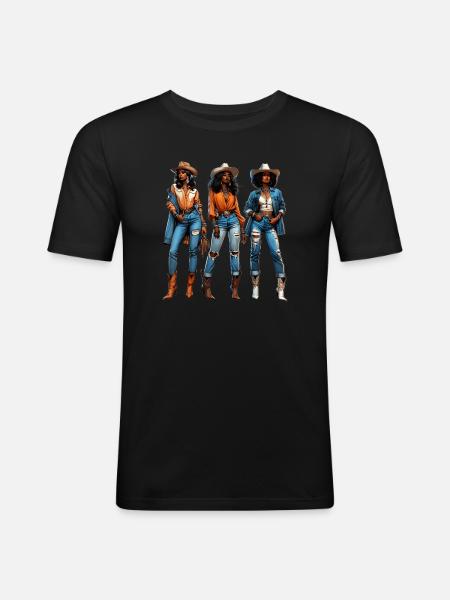 Black girl Western Rodeo Juneteenth Texas - Men's Slim Fit T-Shirt - black