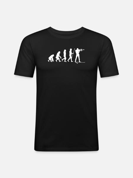 Schifahren Evolution Wintersport Schifahrer Schnee - Männer Slim Fit T-Shirt - Schwarz