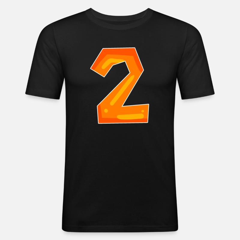 Two - 2 - Number Number - Men's Slim Fit T-Shirt - black