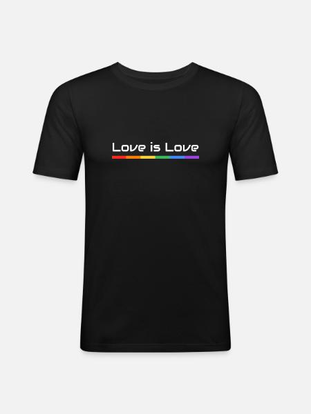 Love is Love Pride Flag Banner - Men's Slim Fit T-Shirt - black