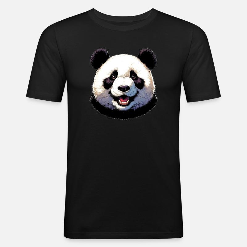 Panda - Männer Slim Fit T-Shirt - Schwarz