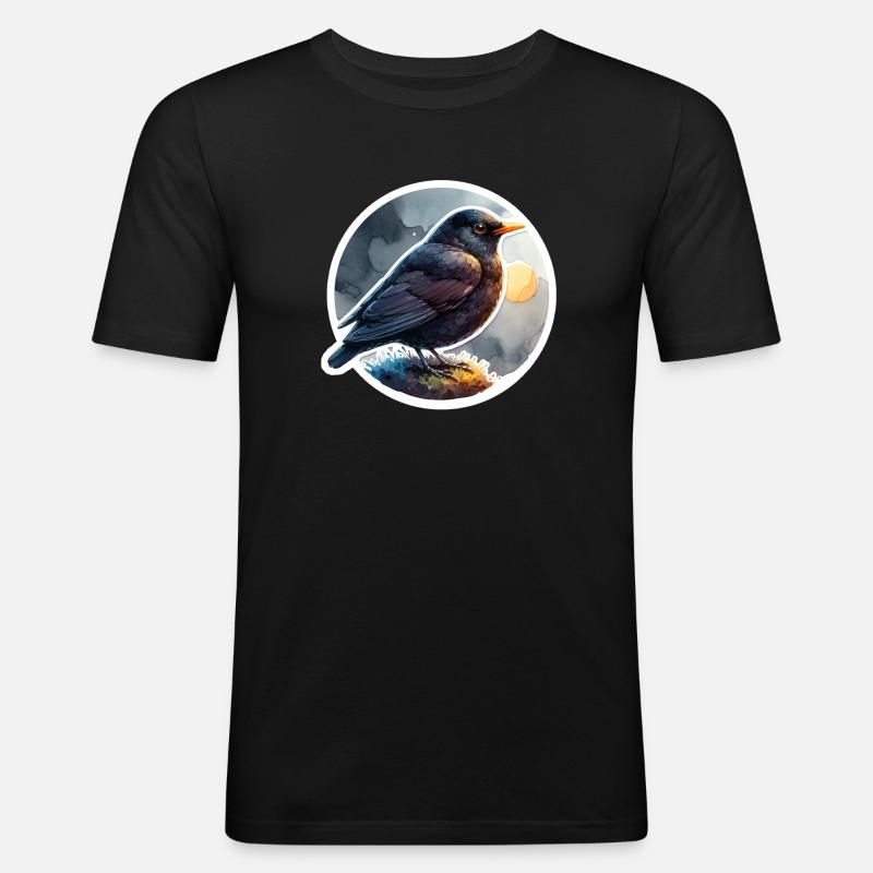 Amsel - Männer Slim Fit T-Shirt - Schwarz