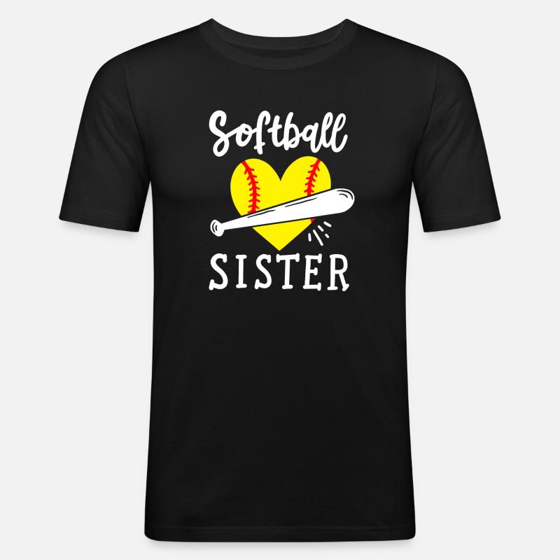 Softball Schwester - Männer Slim Fit T-Shirt - Schwarz