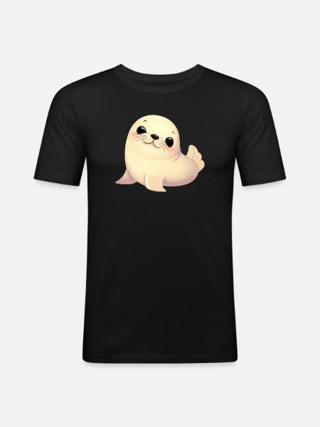 Phoque - T-shirt près du corps Homme - noir