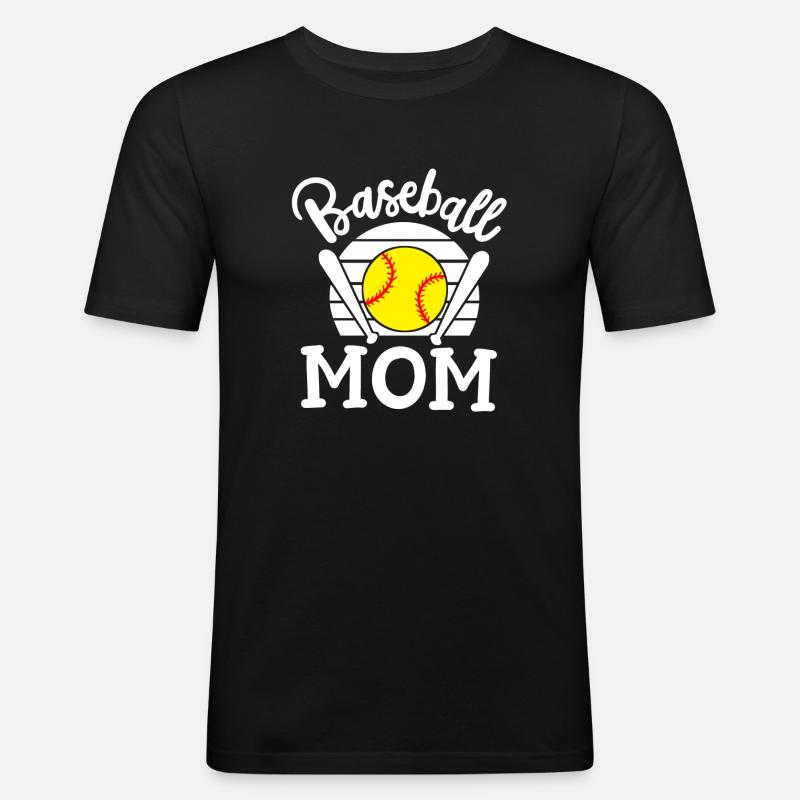 Baseball Mama - Männer Slim Fit T-Shirt - Schwarz