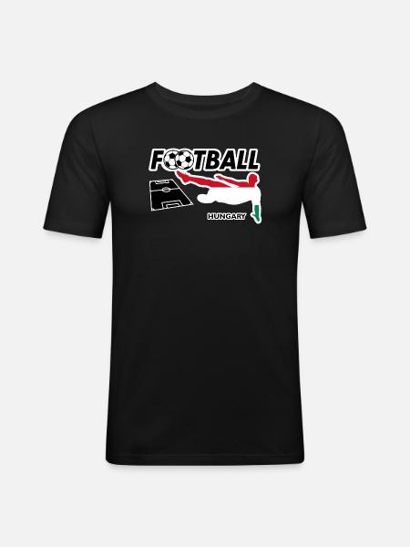 Fußball Fieber Ungarn - Männer Slim Fit T-Shirt - Schwarz