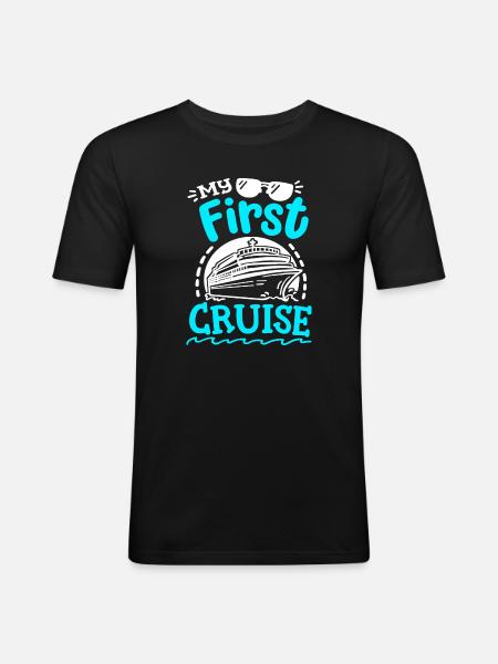 Erster Kreuzfahrturlaub - Männer Slim Fit T-Shirt - Schwarz
