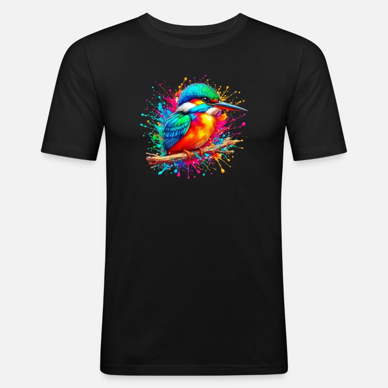 Eisvogel - Männer Slim Fit T-Shirt - Schwarz
