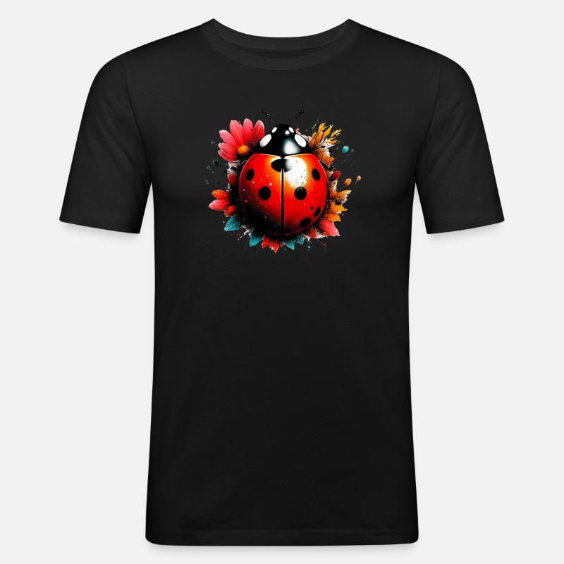 Marienkäfer - Männer Slim Fit T-Shirt - Schwarz