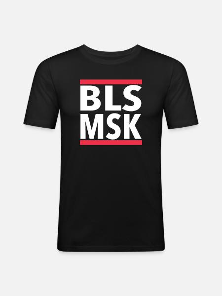 BLSMSK - Männer Slim Fit T-Shirt - Schwarz