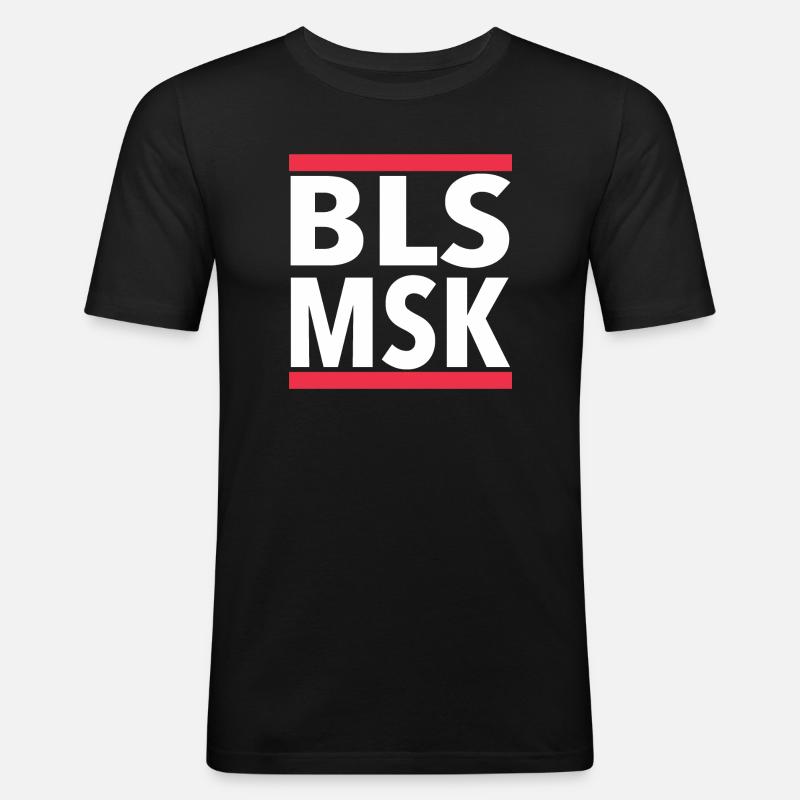 BLSMSK - Männer Slim Fit T-Shirt - Schwarz