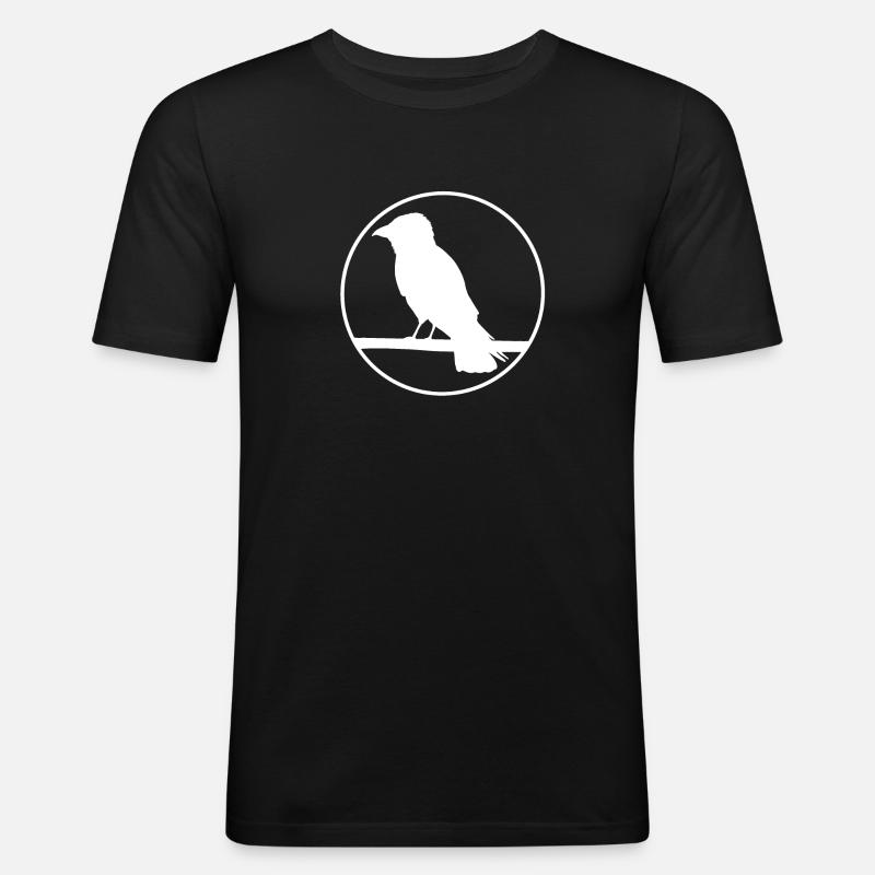 Krähe auf Ast - Männer Slim Fit T-Shirt - Schwarz