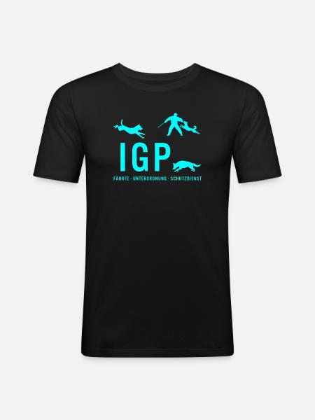 IGP Hundesport - Türkis - Männer Slim Fit T-Shirt - Schwarz