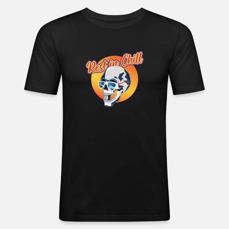 Rest in Chill Skull - Männer Slim Fit T-Shirt - Schwarz