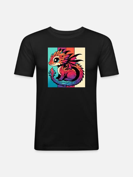 Drache - Männer Slim Fit T-Shirt - Schwarz