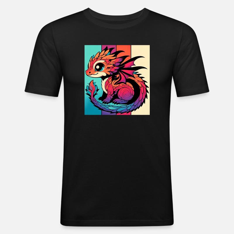 Drache - Männer Slim Fit T-Shirt - Schwarz