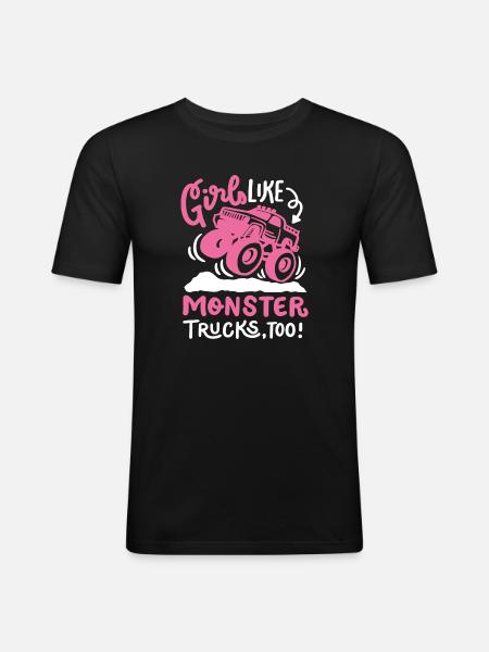 Monstertruck für Mädchen - Männer Slim Fit T-Shirt - Schwarz