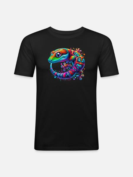 Gecko - T-shirt près du corps Homme - noir