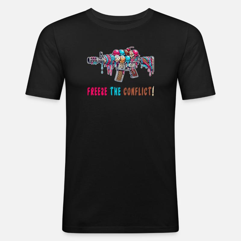 Konflikt eingefrieren Eiscreme - Männer Slim Fit T-Shirt - Schwarz
