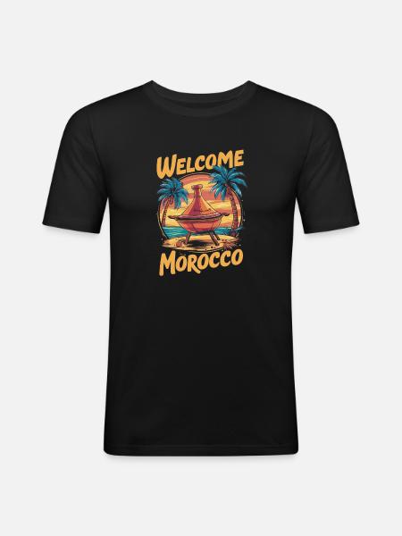 Welcome to Morocco Dreamfire - Men's Slim Fit T-Shirt - black