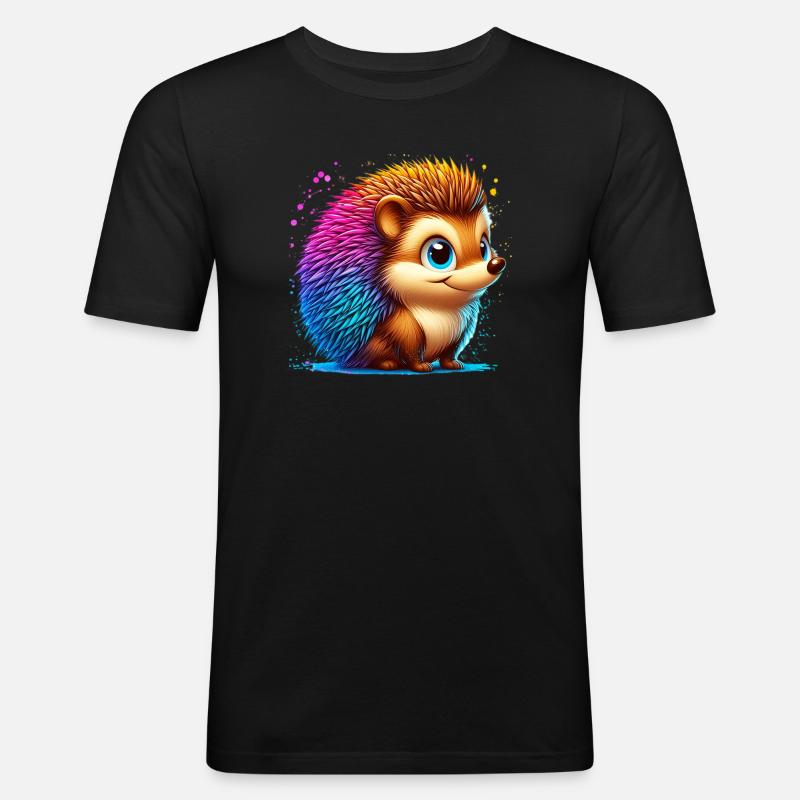Igel - Männer Slim Fit T-Shirt - Schwarz