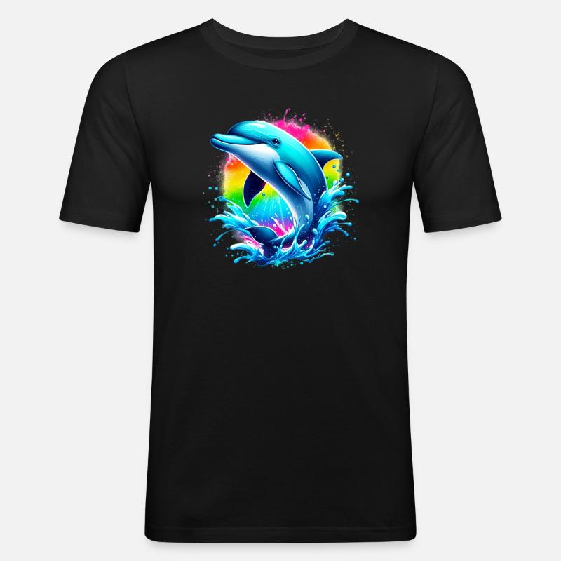 Delfin - Männer Slim Fit T-Shirt - Schwarz