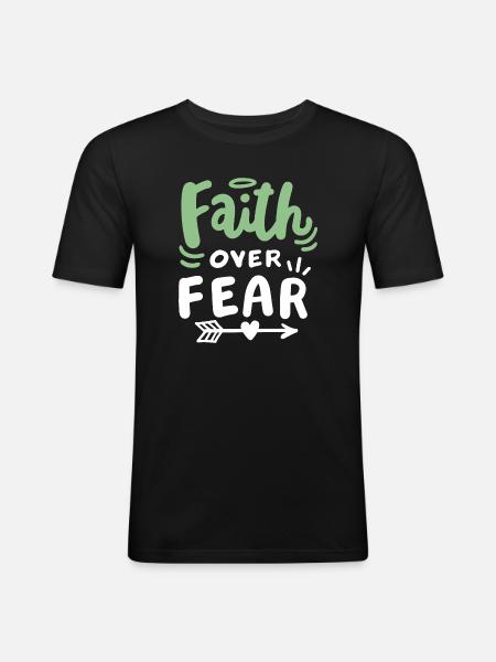 Christlicher Glaube Bibel Zitat - Männer Slim Fit T-Shirt - Schwarz