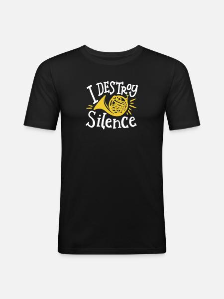 Waldhornspieler Musiker - Männer Slim Fit T-Shirt - Schwarz