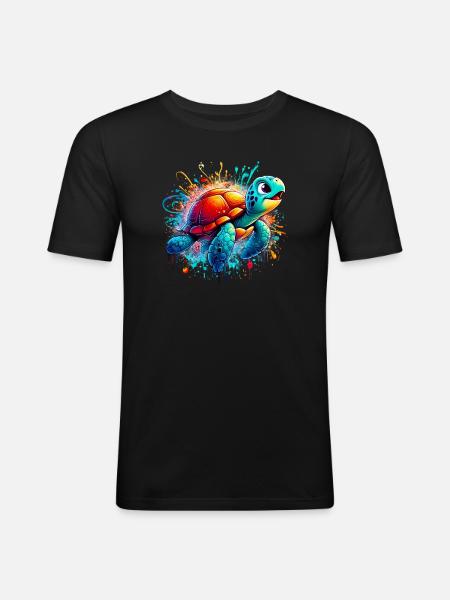 Tortue - T-shirt près du corps Homme - noir