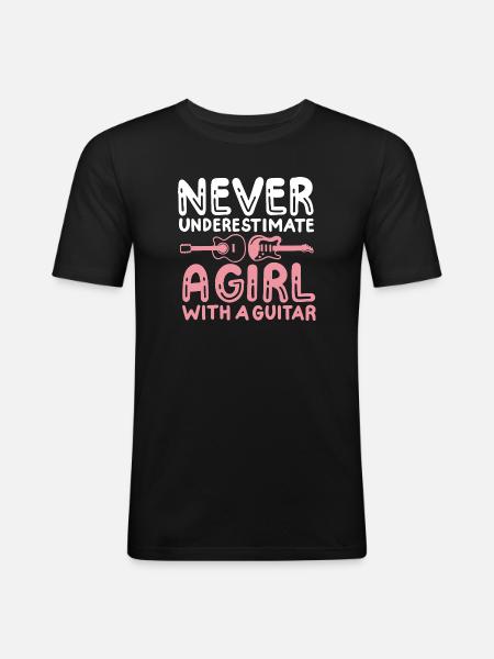 Gitarristin Gitarre - Männer Slim Fit T-Shirt - Schwarz
