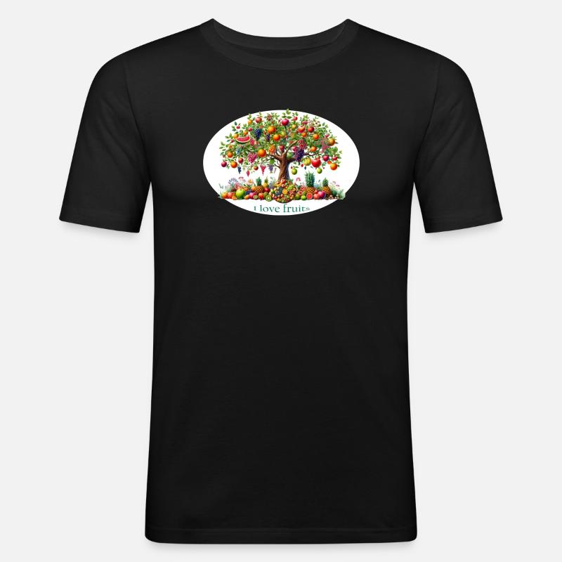 Obstbaum der Liebe - Männer Slim Fit T-Shirt - Schwarz