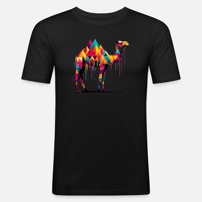 Kamel - Männer Slim Fit T-Shirt - Schwarz