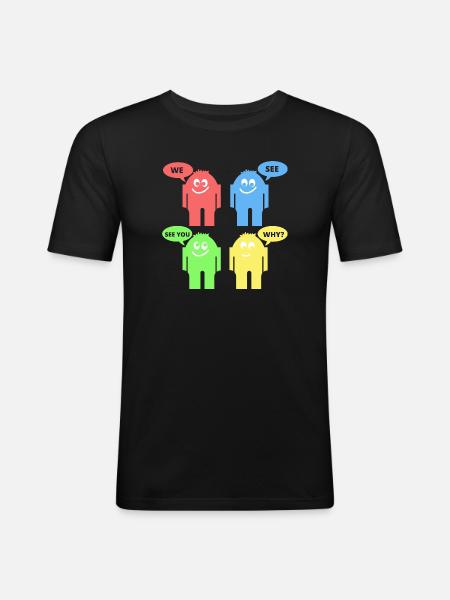 Lustige Männchen - Männer Slim Fit T-Shirt - Schwarz