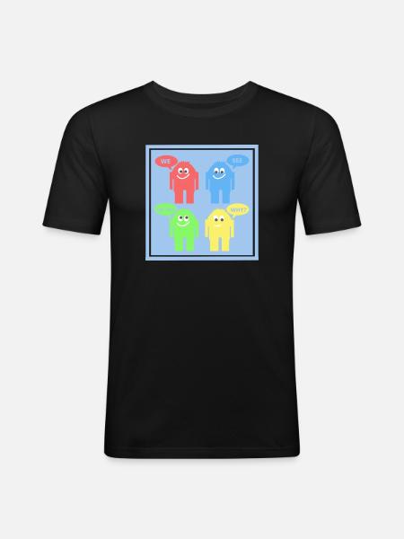 Lustige Männchen - Männer Slim Fit T-Shirt - Schwarz