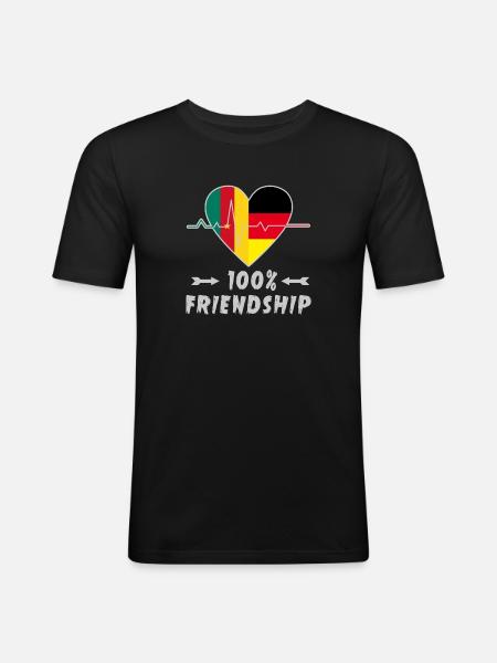Cameroon and Germany 100% friendship - Men's Slim Fit T-Shirt - black