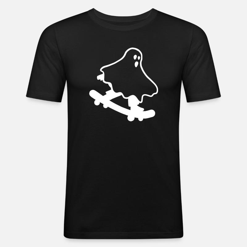 Skateboarding Geist Halloween - Männer Slim Fit T-Shirt - Schwarz