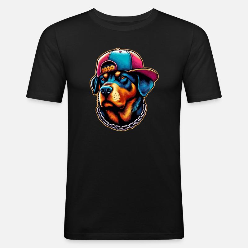Hund - Männer Slim Fit T-Shirt - Schwarz