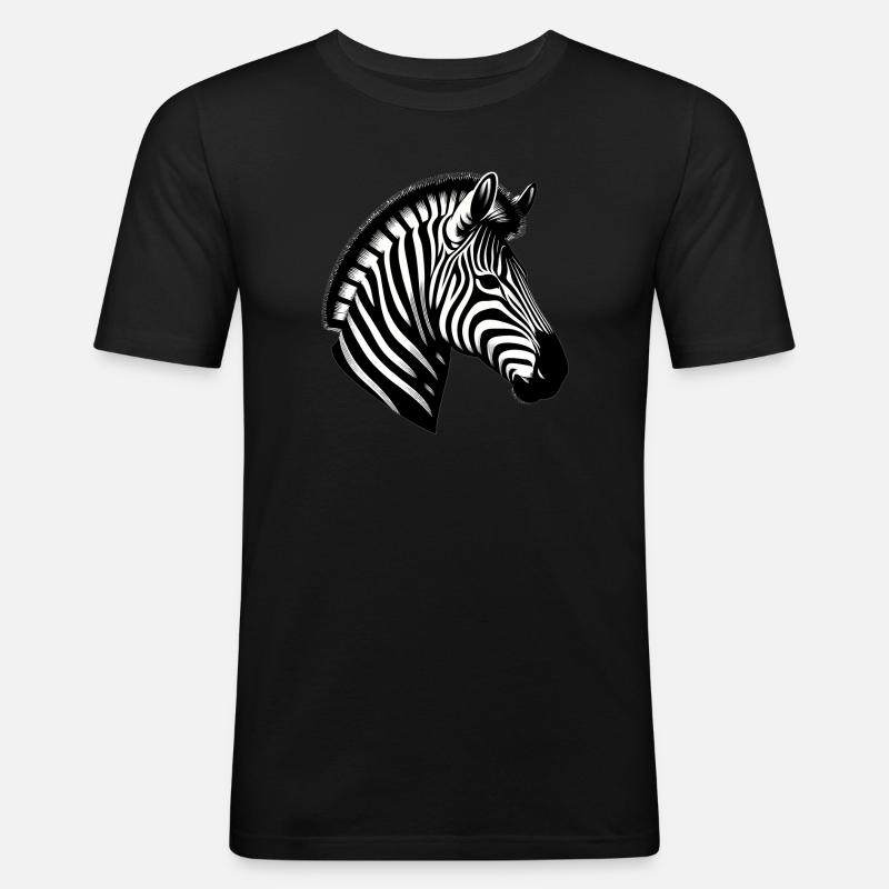 Zebra - Männer Slim Fit T-Shirt - Schwarz
