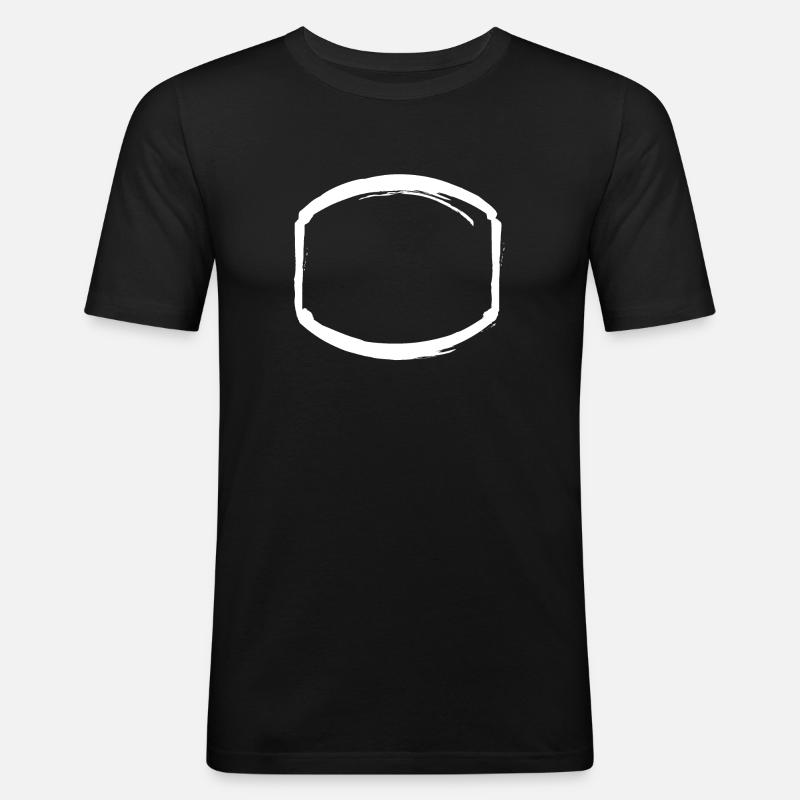 white oval frame - Männer Slim Fit T-Shirt - Schwarz