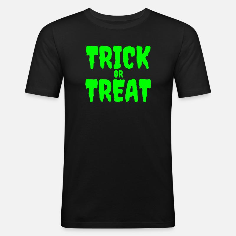 Im Dunkeln leuchtendes Süßes-oder-Saures-Design - Männer Slim Fit T-Shirt - Schwarz