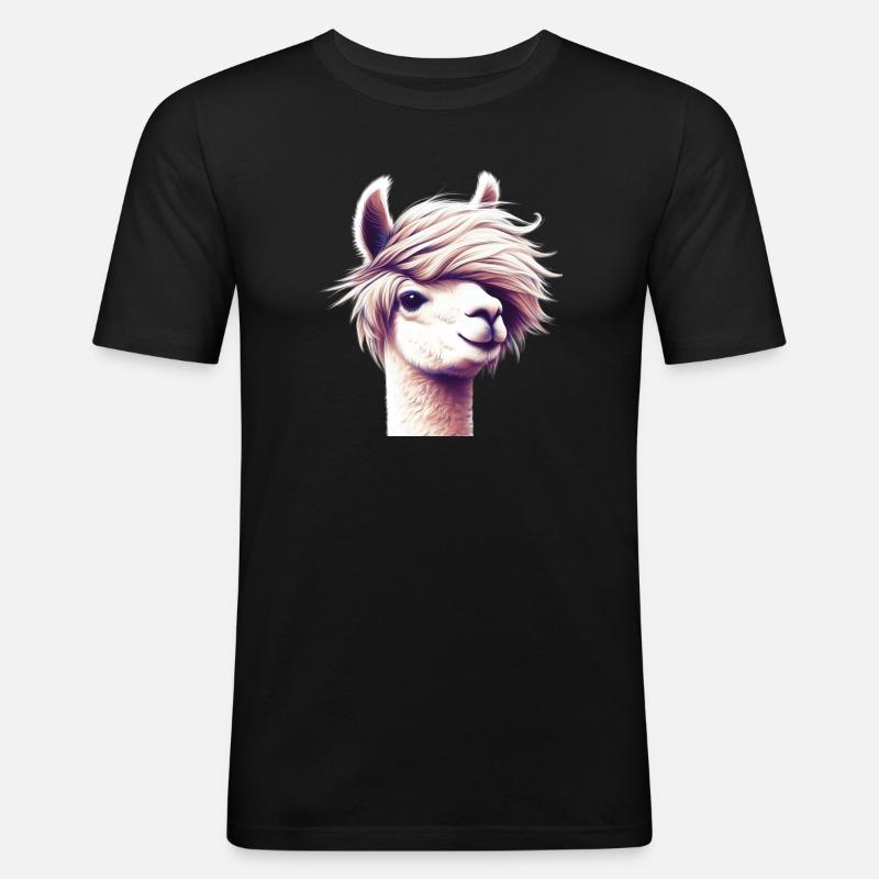 Alpaka - Männer Slim Fit T-Shirt - Schwarz