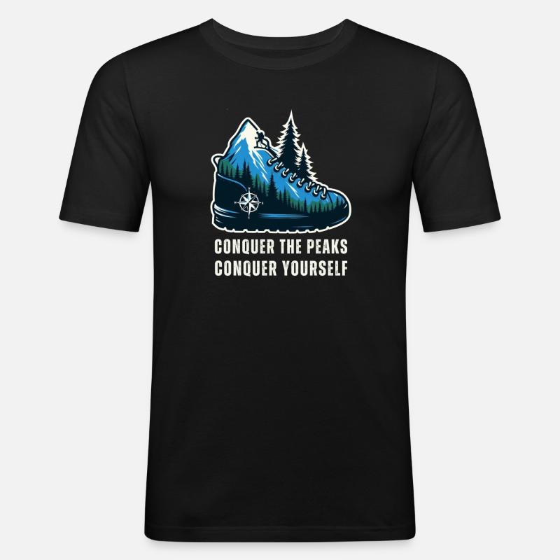 Bergsteigen - Männer Slim Fit T-Shirt - Schwarz
