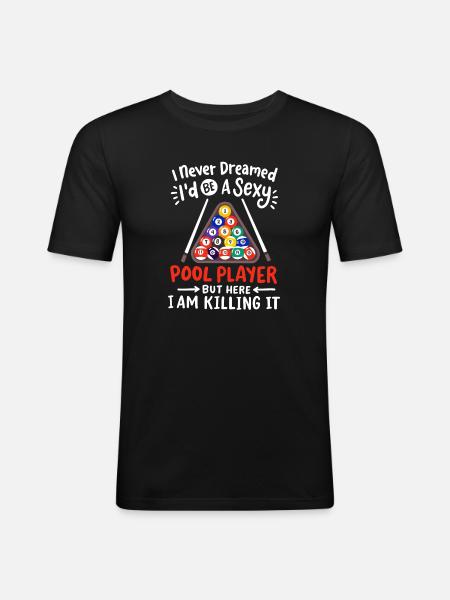 Billard Billardspielerin - Männer Slim Fit T-Shirt - Schwarz
