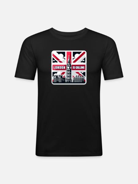 London is Calling - Männer Slim Fit T-Shirt - Schwarz