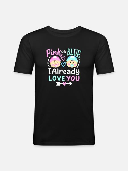 Pink oder Blau Gender-Reveal-Party - Männer Slim Fit T-Shirt - Schwarz