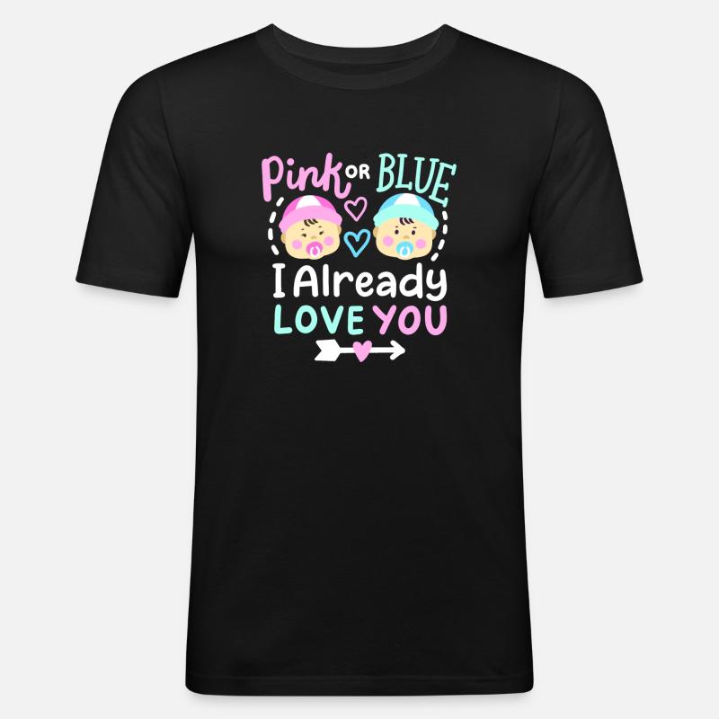 Pink oder Blau Gender-Reveal-Party - Männer Slim Fit T-Shirt - Schwarz